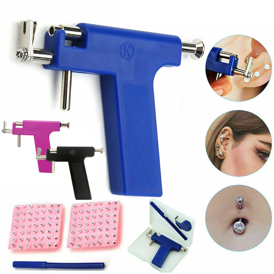 Professional Ear Piercing Gun Body Nose Navel Tool Kit Jewelry with 98 Studs DIY - image 2 of 4