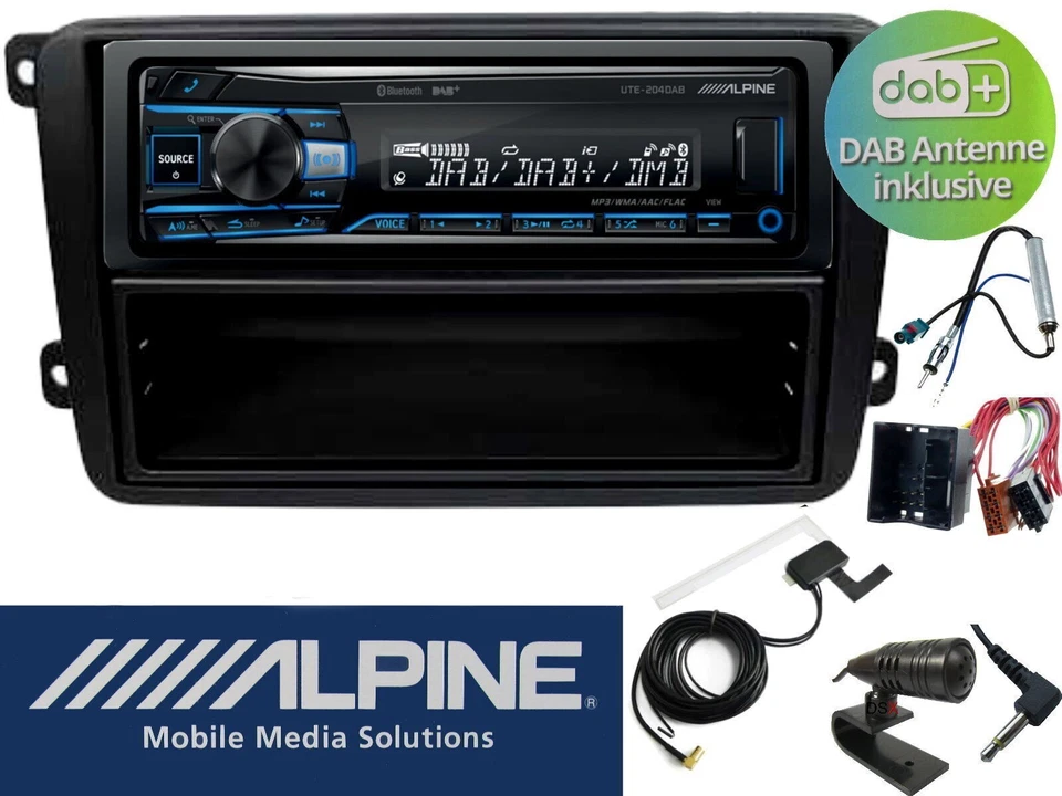 ALPINE UTE-204 USB Bluetooth Radio Digitalradio DAB+ Antenne inkl. für VW Golf 6 - Bild 2 von 4