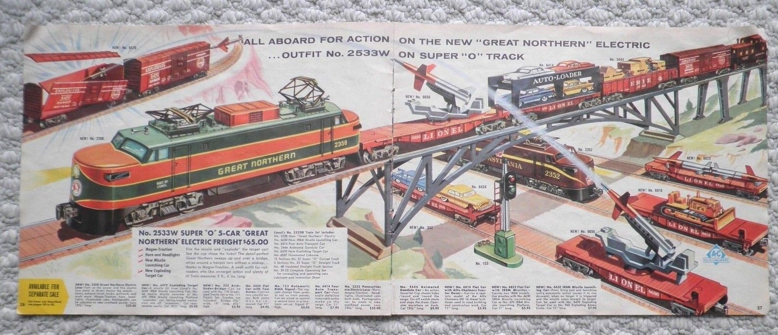 Old Lionel GREAT NORTHERN catalog excerpt "Poster" from Brochure, 2358