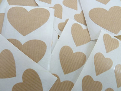 Mini Sticker Packung, Herzförmige Hellbraun Kraft Sticker Selbstklebende Etikett