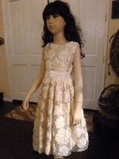 BEAUTIFUL CHILD PARTY DRESS -FLOWER GIRL -RECITAL-PAGEANT W/ GORGEOUS 3-D FLORAL