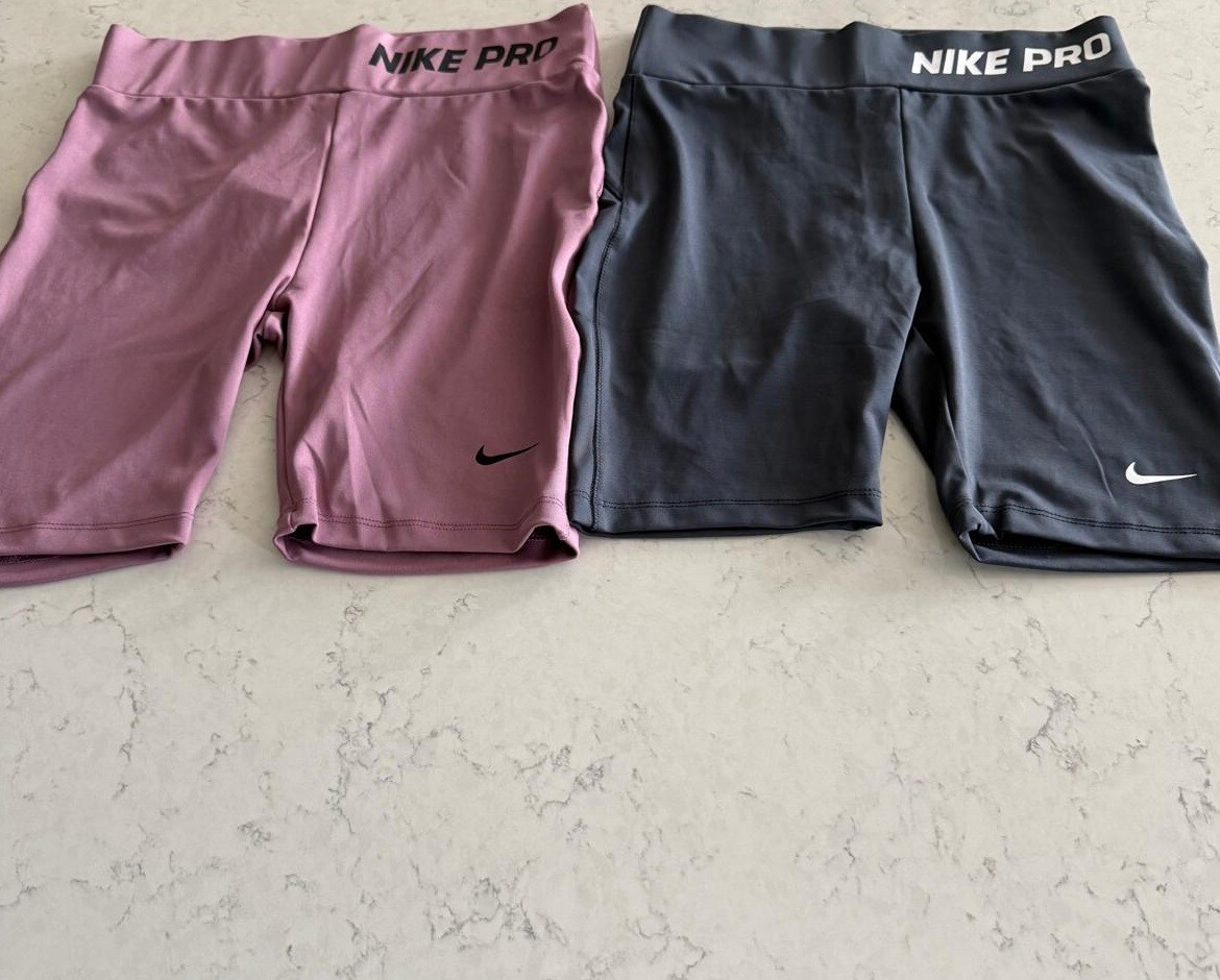 Nike Pro Biker Shorts 2-Pack Size 'XL' Navy Blue & Light Purple Women’s Gym Fit-image