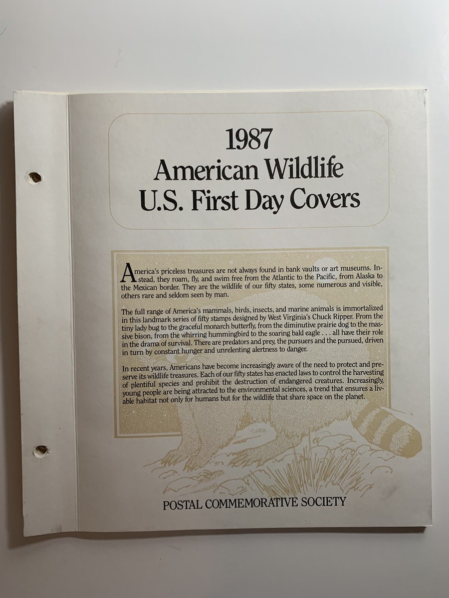 U.S. Soilift 野生動物 ファーストデイカバーコレクション/1987年 1987 US FDC FIRST DAY COVERS AMERICAN WILDLIFE SET OF 42 WITH INFO