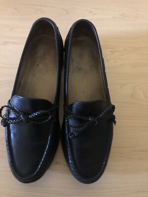ALLEN EDMONDS COLEBROOK Black LEATHER BOW TIE LOAFERS Made  display picture 1
