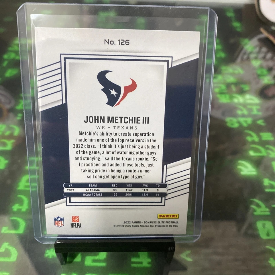 2022 Donruss Elite Football #105 JOHN METCHIE III RC SSP /999 TEXANS - Image 4 of 4