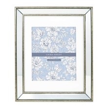 Laura Ashley 11x14 Matted 8x10 Silver Beveled Mirror Picture Frame, Classic...