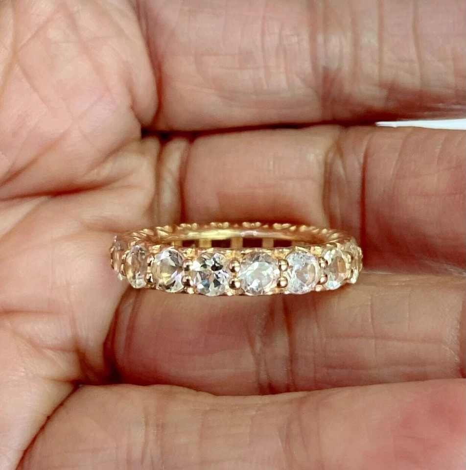 HSN Colleen Lopez Sterling Rose Gold Plated Morganite Eternity Band Ring Size 10 - Image 4 of 4