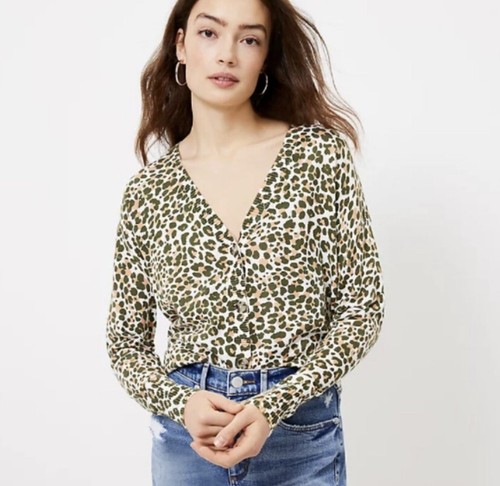 NWT LOFT Women's Leopard Print V-Neck 