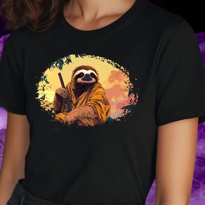 T-Shirt Frauen Ninja Faultier Motiv Baumwolle Größe S bis 3XL