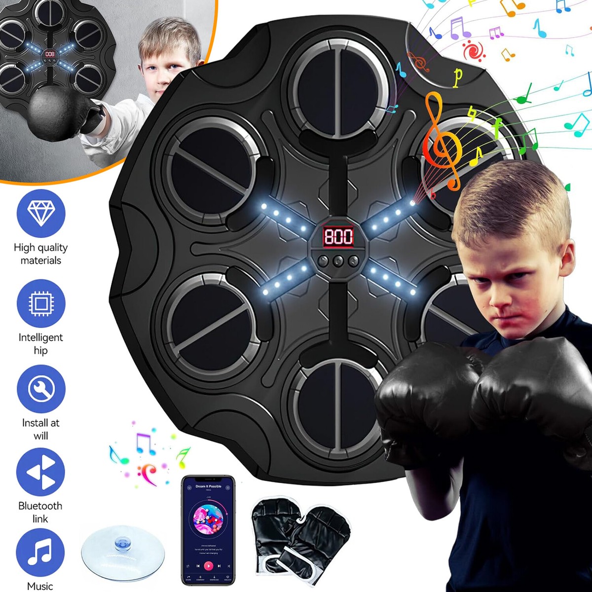 Musical Target Setting LED Workout Trainer Music Target Game Musical Boxing Machine For Kids ...
