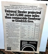 1981 Uniroyal Steeler Tire Last More Than Goodyear Original Print Ad 1981 Uniroyal Steeler Tire Last More Than Goodyear Original Print Ad