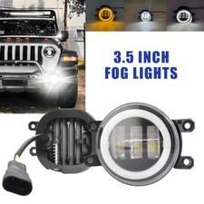 2x 3.5 Inch 4000lm Round Led Fog Lights Lamp With Amber Angel Eyes Halo Ring 12v