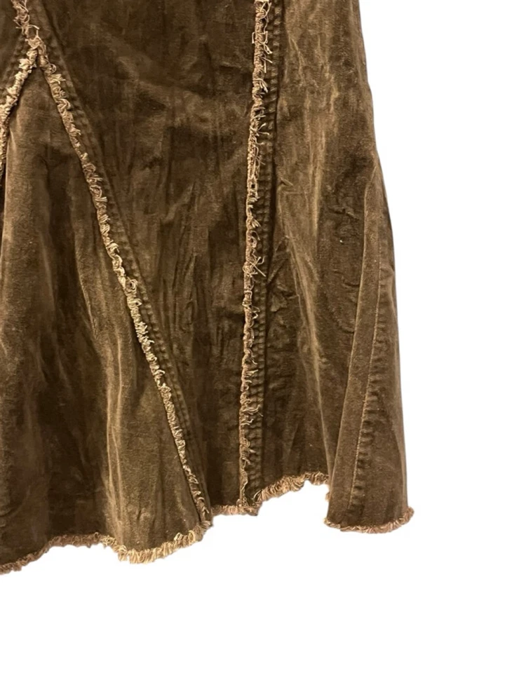 Hazel Anthropologie NWOT Velvet Brown Boho Skirt Women's Size Large Midi Casual - Image 4 of 4
