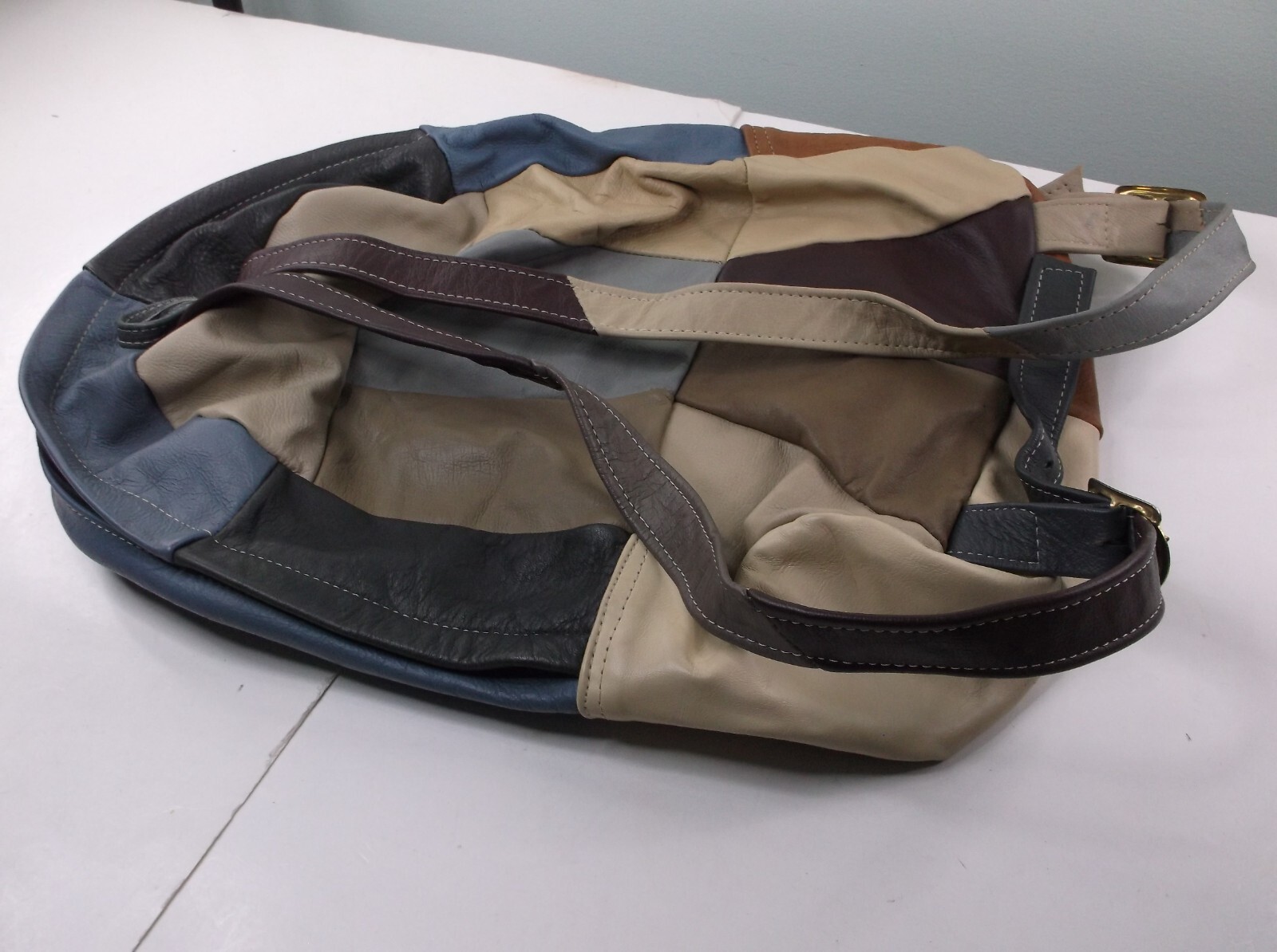 Multi-Color Patchwork Genuine Leather Backpack   … - image 3