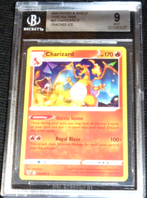 2020 Pokemon Vivid Voltage Charizard 25/185 Cracked Ice BGS 9