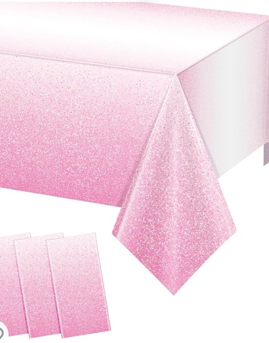 Plastic Tablecloth for Parties, Gradient Pastel Disposable 3Pk Pink 54x108&rdquo;