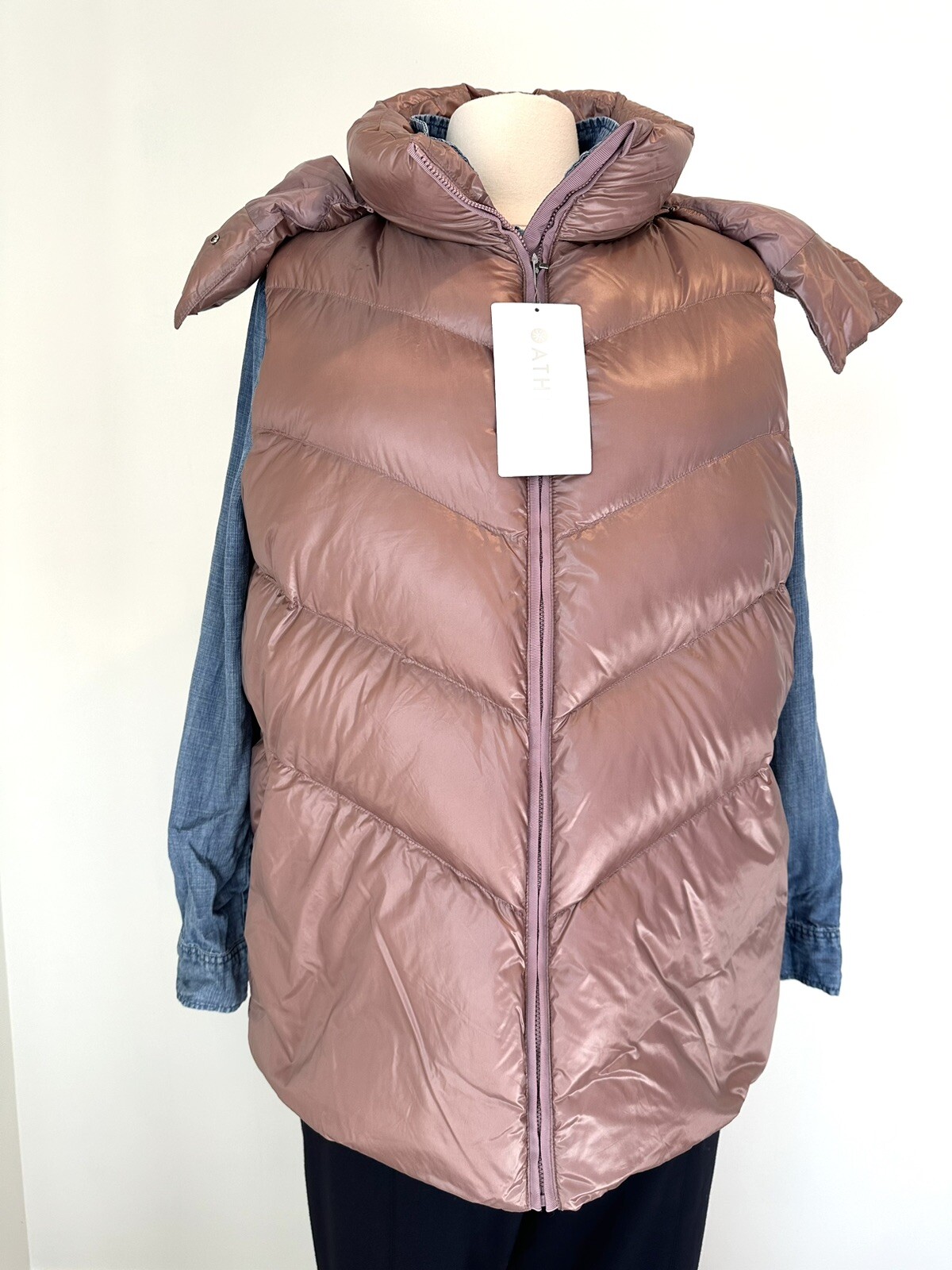 Athleta Lofty Down Insulated Water Repellent Vest Jacket Mauve XL 148 NWT eBay