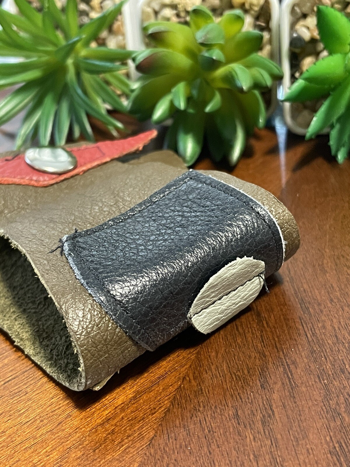 Unique Handmade Leather Statement Snap Bracelet - image 3