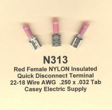 50 Red NYLON Female Quick Disconnect QD Terminal 22-18 Wire Gauge .250 Tab MOLEX