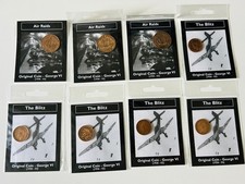 WWII George VI Farthing & Halfpenny Coin Set x8 1937–1952 Circulated, Sealed.