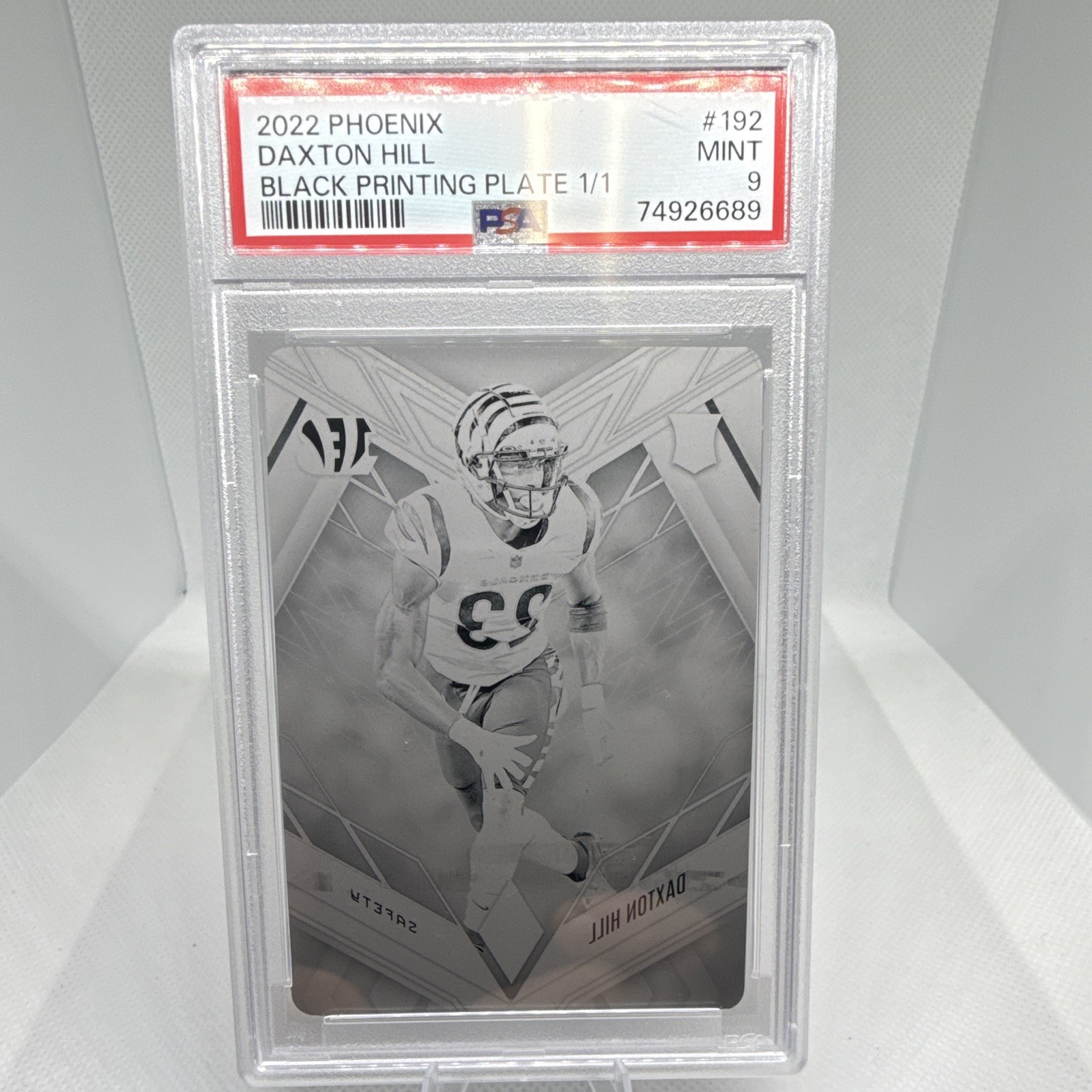 Panini 2022 Phoenix Rookies Football Daxton Hill Bengals Black Plate 1/1 PSA 9
