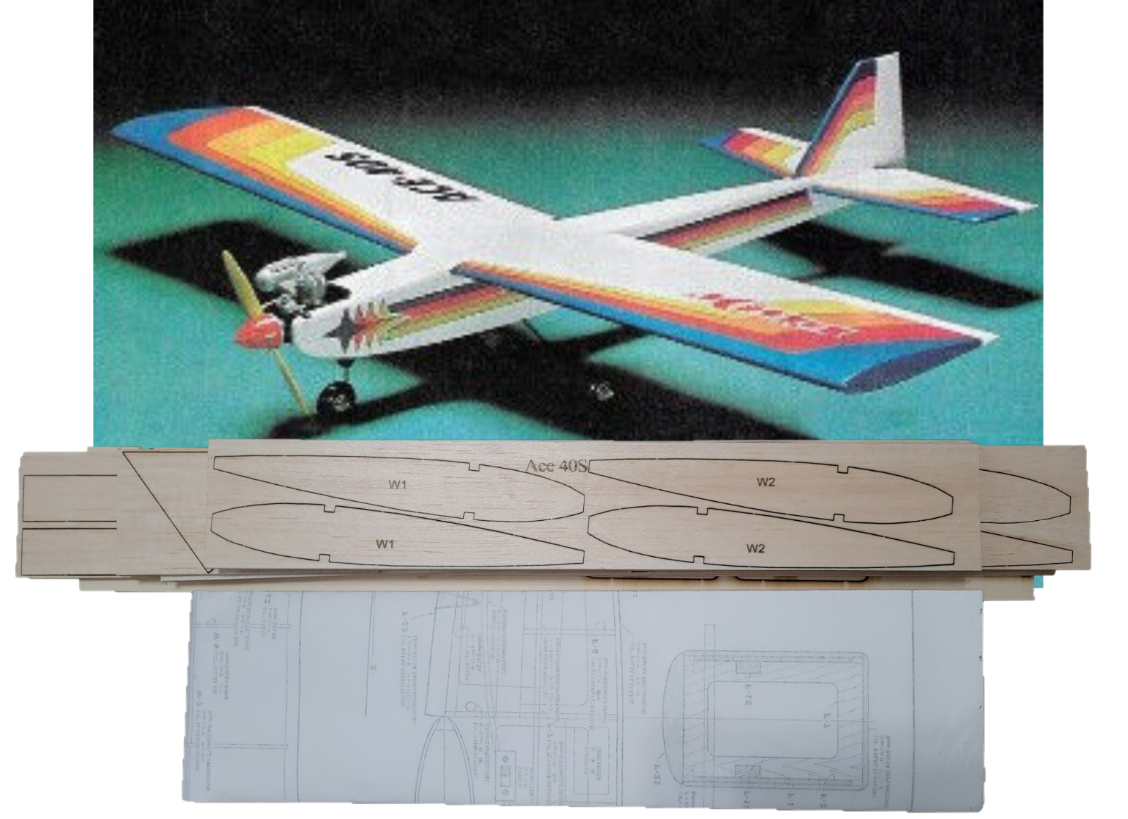 Ace 40S 56" Wingspan RC Airplane Kit Laser Cut Balsa & Ply Short Kit | eBay