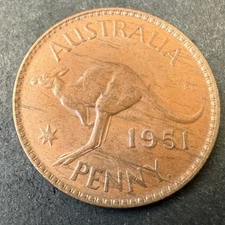 1951 Penny Dot Y. Australian PreDecimal Coin Ungraded (Lot 3490)