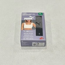 Puma Women's 2-Pack Square Neck Seamless Sports Bra, Black/Gray, Size XL