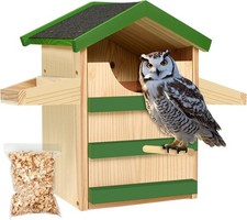 Owl House for Outdoors   Premium Large Cedar Nesting Box   Prebuilt Wooden Birdh