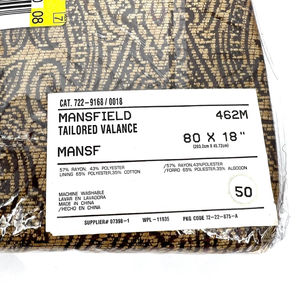 Vintage Chris Madden Mansfield Tailored Valance 80" x 18" NIP - Image 3 of 4