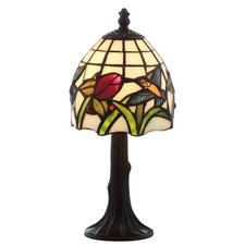 12" Bronze Hummingbird Tiffany-Style LED Table Lamp, Handcrafted Multicolored...