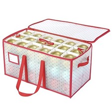 Plastic Christmas Ornament Storage Box with Dual Zipper Closure 54pcs-4in ball