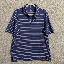 Rhoback Men's Size Large Performance Old Glory Striped Short Sleeve Golf Polo