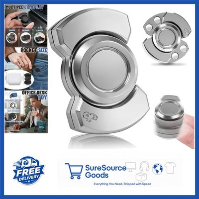 Adult Fidget Spinner Toy Silver Metal Slider Clicker for Stress Anxiety Relief