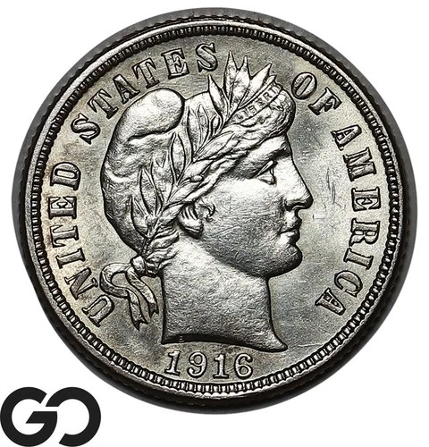 1916 Barber Dime, Sharp & Lustrous Choice BU++