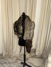Real Fox Fur Big Stole Wrap Blue Fox Fur