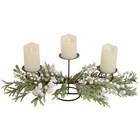 Northlight 26" Triple Candle Holder Frosted Foliage and Berries Christmas Decor