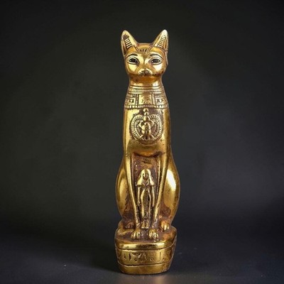 Rare Ancient Egyptian Antiques Egyptian Goddess Bastet gold leaf hand painted BC