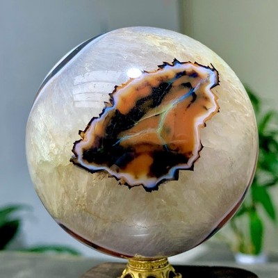 418G  Natural red stripe agate sphere Crystal Ball Madagascar mineral