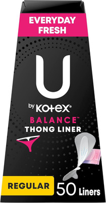 U by Kotex Balance Daily Panty Liners for Thongs, Wrapped, Light Absorbency, Reg