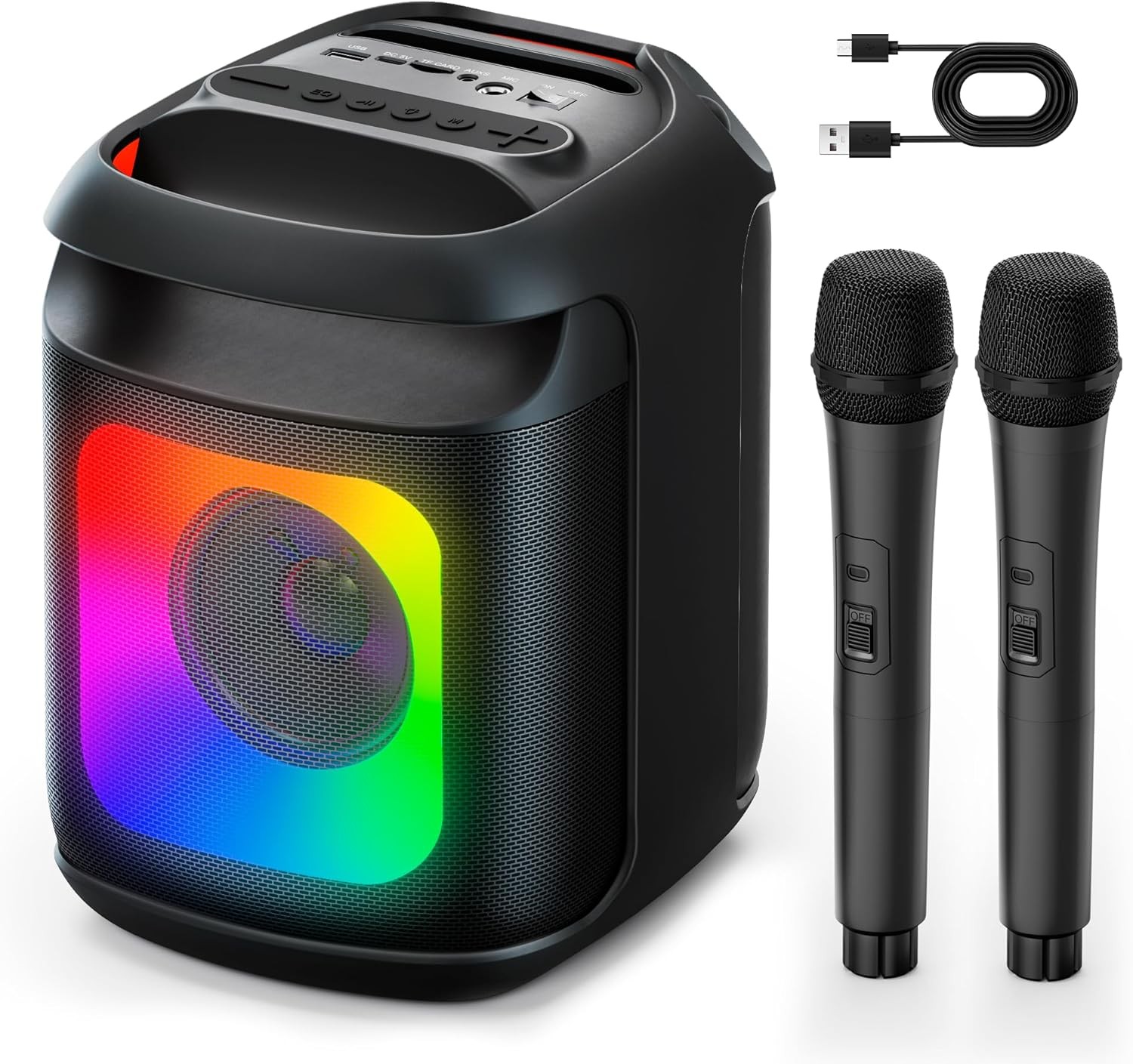 Portable Karaoke Machine 2 Microphones Bluetooth Speaker for TV
