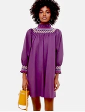 Pomander Place Tuckernuck Plum Smocked Wrenley Mini Dress Stretch Cotton Sz S
