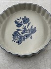Pfaltzgraff Beige Blue Floral Stoneware Ovenware Pie Plate Dishes Lot Of 2 — photo 1