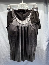 NWOT 2 Piece Bathing Suit XL Black/Gray Tankini Style Stretch Unbranded