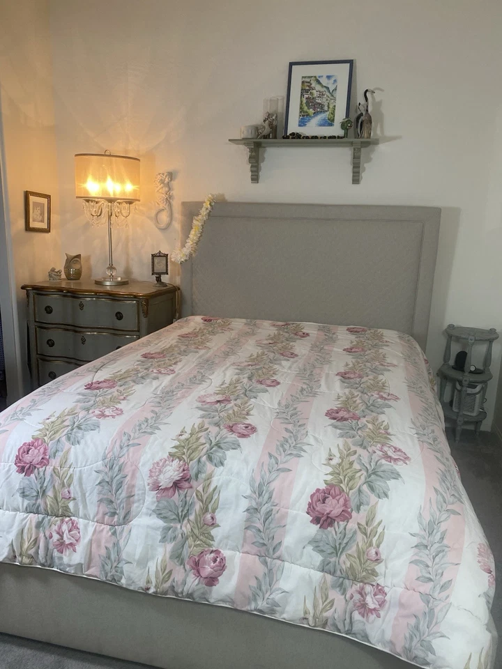 Vintage Martex Queen Comforter Floral Roses Pink Vintage Cottage Victorian - Image 3 of 4