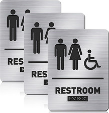 Ada Compliant Restroom Sign with Braille Unisex Handicap Bathroom Sign for Busin
