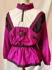 Vintage Tyrolia By Head Skiwear Ladies Jacket Pullover Sz M Magenta White Black