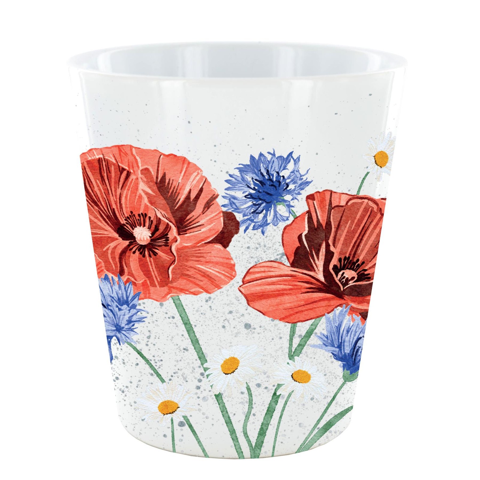Poppies & Cornflowers Watercolour Artwork Floral Design Ceramic Plant Pot