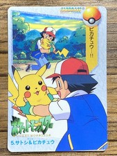 Pokemon Carddass Card 5 Ash, Pikachu Pocket Monsters Anime Collection
