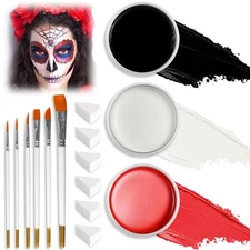Yosca Red White Black Face Body Paint,150g/5.29 oz Total 